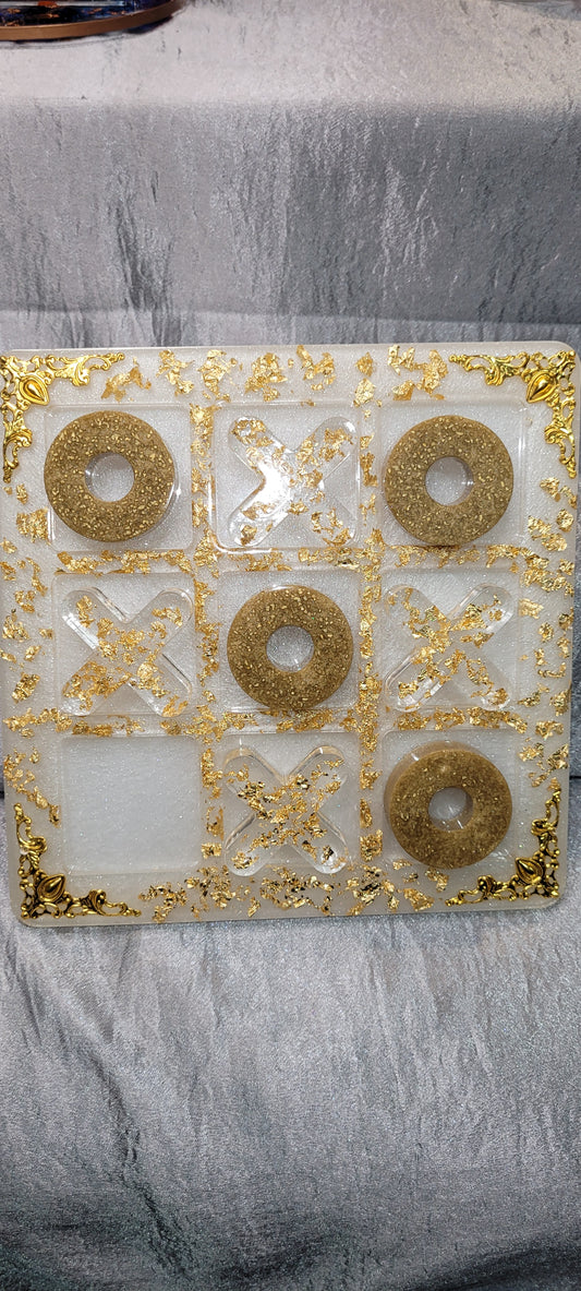 Gold and white Tic Tac Toe Board