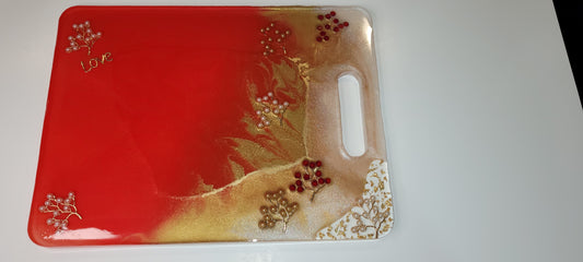 Large Red, white and gold cutting board